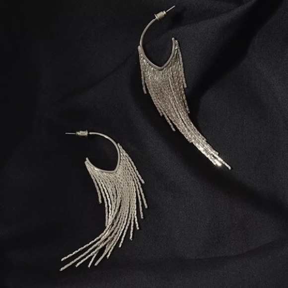 18K white gold tassels earrings - Picture 3 of 4